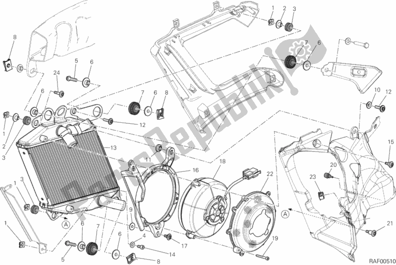Tutte le parti per il Radiatore, Acqua, Rh del Ducati Diavel Carbon FL Thailand 1200 2019